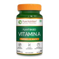 Pure Nutrition Plant-Based Vitamin A from Beta Carotene | 60 Veg Capsules for Men & Women | Supports Healthy Eyesight, Night Vision & Eye Protec