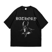 Bathory black cotton Tshirt Unisex vintage gothic streetwear M black