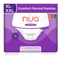 Nua Comfort Disposable Period Panties (XL-XXL) | Pack of 10 Panties | Disposable | 360° Coverage | Zero Irritation | 4x Comfort | For Heavy Flow | white
