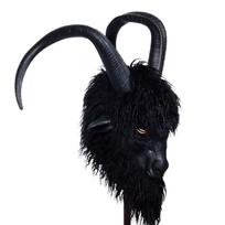 Pikto juodo ožio Filipo kaukė Cosplay gyvūno ožio su dideliais ragais latekso šalmas Helovino karnavalo persirengimo vakarėlio kostiumo rekvizitas black