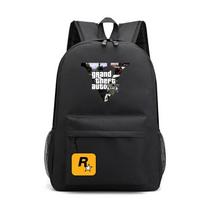GTA tematikos Anime žaidimų kuprinė Studentams Oksfordo audinio Dvigubo peties krepšys Mokyklai Black 1 black