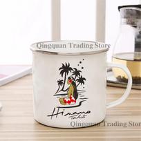 Hinano Tahiti Alaus emaliuotas puodelis Kavos puodelis 11oz Linksmas keraminis kavos, arbatos, kakavos puodelis su rankena Arbatos gėrimo puodelis Cup white