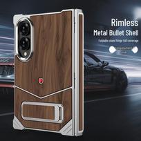 Samsung Z Fold8 Stumti su vidine jungtimi: Platus sulankstomas berėmis konstrukcijos dizainas, riešuto medžio raštas. Samsung Z Fold 8 brown