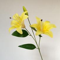 2-head Artificial Lily Flowers White Pink Fake Lily Branches Real Touch Multi-Bloom Simulation Decorative Bouquet geltona