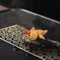 Pottery Clay Little Goldfish Sculpture Tea Pet Miniature Souvenir Tabletop Ornaments Lovely black