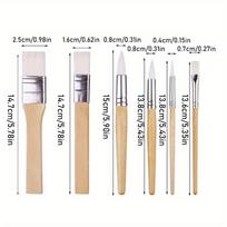 1 komplektas (6 vnt) Medinėmis rankenomis dažų teptukų rinkinys - akvarelei, aliejui, akrilui, meno kūrimui 1set/6pcs beige