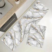 Foldable Kitchen Mat with Non-Slip Backing, Waterproof Polyester Floor Rug for Sink Area & Counter Floral Print 40*60cm gray