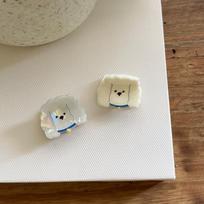 2pcs Cute Cartoon Animal Hairpins Double-color Acrylic Lovely Cat Dog Rabbit Hair Clips Girl's Funny Headwear gray