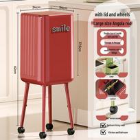 Zuozhou Household Press-Top Trash Can with Wheels beige