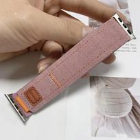 Nylon Loop Strap For Apple Watch Ultra 3/2 49mm Series 11 10 9 8 7 45mm 41mm 42mm 46mm Denim Canvas Bracelet iWatch 6 5 SE Band Ultra 49mm rožinė