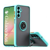 Matte Translucent Phone Case For Samsung A56 A16 A26 A36 A55 A35 A15 A54 A34 A14 A25 Magnetic Ring Holder Protector Cover Galaxy A15 blue