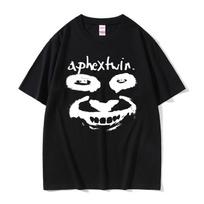 Aphex Twin Face Graphic T Shirt Men Women Fashion Oversized Short Sleeved T-shirt Men's Casual Cotton Retro T-shirts Streetwear 4XL black