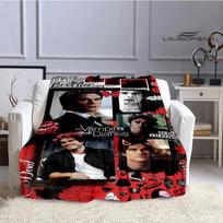 The Vampire Diaries Damon salvatore blanket flannel blanket home travel blanket children warm blanket bed linings birthday gift Size: 75*100cm, Weight: 230 GSM black