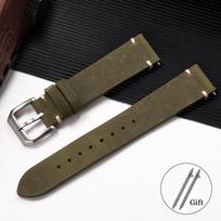 Handmade Genuine Leather Watch Strap 20mm 22mm for Omega for Seiko Watch Band Stitching Cowhide Bracelet Quick Release Wristband 20mm žalia