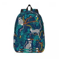 Lemurs In A Blue Jungle Backpack Hot Sale Daypack Large Capacity Kids BookBag School Bag Shoulder Bags for Men Women 30x14x40 cm blue