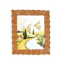 Boho Style Vintage Rattan Photo Frames 4x6 Inch PP Woven Wicker Photo Frames Handmade Rustic Charm Picture Frame Home Decoration beige