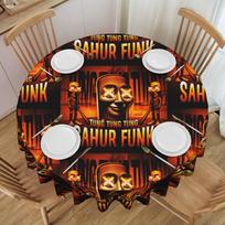 Round TUNG TUNG TUNG SAHUR FUNK Italian Brainrot  Tablecloth Waterproof Oil-Proof Table Cover 60 inch Funny Meme Table Cloth 50inch(127cm) white