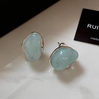 Summer Vacation Style Versatile Pebble Earrings 1 pair gray