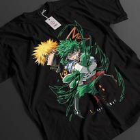 My Hero Academia Shirt Deku Tshirt Bakugo All Might Top Todoroki MHA Unisex Tee 4XL black