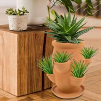 Strawberry Tower Flower Pot Garden Potted Plants Flower Container With Tray Red Clay Porous Succulents Flower Pot China Mainland brown