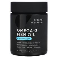 „Sports Research“, omega-3 žuvų taukai, trigubo stiprumo, 1250 mg, 60 minkštųjų kapsulių