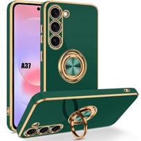 Silicone Case - BOOLING - for Samsung Galaxy A37 5G - Shockproof with Rotating Ring - Night Green žalia