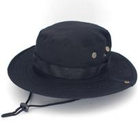 Camouflage Tactical Boonie Hats Camping Climbing Bucket Sniper Hat Men Outdoor Fishing Hiking Cap Sun Protective Boonie Caps 55-62CM black
