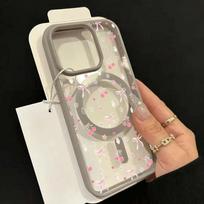 For iPhone 17 Pro Max 16 15 14 13 12 11 Case Cartoon Pink Cherry Small Bow Magnetic Cover For iPhone Air 17E 16E 16 Plus Fundas iPhone 14 Plus oranžinė