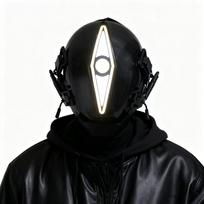 Cyber punk LED Helmet masks, Futuristic Techwear Mask with Light, Sci-Fi Cosplay Prop for Halloween & Party black