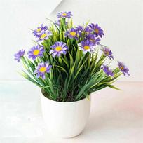 Vibrant And Realistic Fake Flowers With Pot Ideal For Indoor And Outdoor Decoration mėlyna