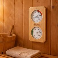 Sauna Thermometer Hygrometer Combined Function Wooden 2 in 1 Temperature and beige