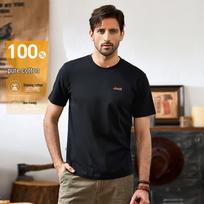 JEEP Men's 100% Cotton Short Sleeve Round Neck T-Shirt L juoda