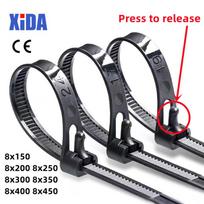 Releasable Nylon Cable Ties May Loose Slipknot Tie Reusable Packaging Plastic Zip Tie Wrap Strap 8*150/200/250/300/350/400/450 (black,8x150mm-10 pcs) juoda