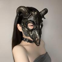 Fashion Goat Full Face Mask Copper devil goat mask black