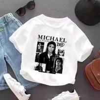 Vintage Michael Jackson Graphic T-shirt Summer Tops Short Sleeve Boys Clothes Fashion Hip Hop Casual Shirts Birthday Gifts Tees S black