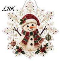 Christmas Ornament DIY Kit Faux Pearl Painting Suncatcher Kit, Acrylic Snowflake Shaped Board with Lace Sparkling Gemstone Art Project Edge, 3D Beads 30*30cm D beige