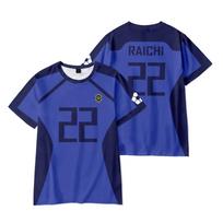Blue Lock Raichi Jingo #22 Futbolo Džersis T‑Marškinėliai, Anime Cosplay Trumpomis Rankovėmis Sportinė Uniforma Vyrams Gerbėjo Viršus XXXL blue