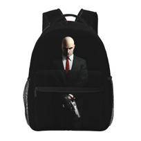 47 Agent Hitman Game Backpack Student Boys Girls BookBag Kids School Bag Laptop Shoulder Bags for Men Women One Size black