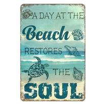 Plaque Metal Tin Signs Beach Surfing Wall Decoration Vintage Art Posters Iron Painting for Man Cave Home Cafe Garden Club Bar 20x30cm（7.8x11.8inch） white
