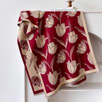 Printed tulips in autumn and winter, shawls to keep warm and keep warm, student scarves to reduce age, simple temperament 180 raudona