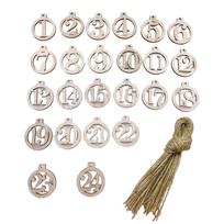 Number Wooden Calendar 1-24 Christmas Countdown Advent Calendar Number Pendants for Christmas Tree Hanging Ornaments S white