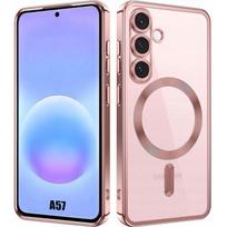 Case for Samsung Galaxy A57 5G, Shockproof Protection Pink Chrome Edge with Magnetic Circle rožinė