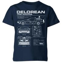 Back To The Future Delorean Schematic Kids' T-Shirt - Navy - 3-4 Years 130 black