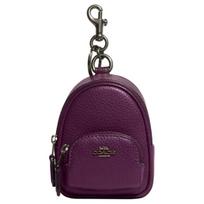 COACH Court Series 8 Zippered Backpack Style Refined Pebbled Leather Bag Pendant Bag Periphery Mini Women’s Gray Copper and Dark Purple Berry Purple pilka spalva