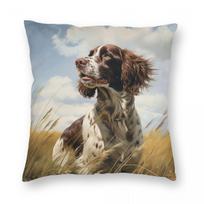 English Springer Spaniel Portrait Pillowcase Polyester Linen Velvet Printed Zip Decorative Pillow Case Sofa Seater Cover 45X45 Peach skin 18*18(CM)-1Pcs gray