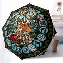 Japanese Shiba Inu Glass pattern umbrella, portable and foldable design, 8 ribs, a casual accessory for Halloween, Christmas, and birthday gifts. įvairiaspalvis