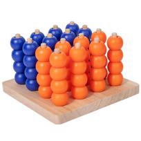 Wooden Toy Gobang 3D Connect Four In A Row 4 Beads In Line Board Brain Game Wood Pillar Bead Chess Boy Girl Friend Birthday Gift blue