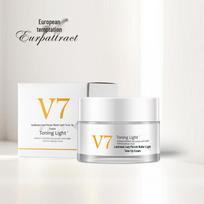 Europos Vilionė V7 Drėkinamasis Veido Kremas: Ilgai išliekantis, Netepantis, Drėkinantis, Minkštinantis, Skaistinantis V7 Radiant Water Light Bare Cream 50g white