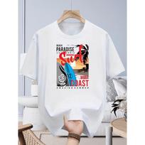 Men's 'California West Coast Surf Beach Paradise' Graphic T-Shirt | Summer Surf Tee, Oversized Casual Short Sleeve Tops S balta