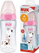 Kūdikių buteliukas Nuk First Choice+, 300 ml, 0 mėn., skaidri sp./rožinė sp.